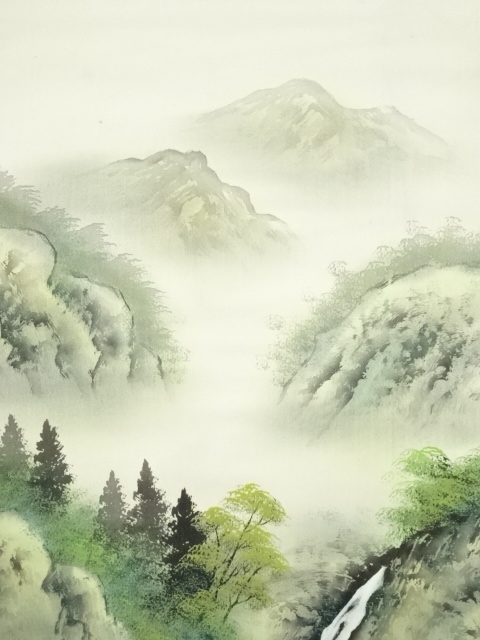 道具 ] - 道具 春峰筆 彩色山水 肉筆絹本掛軸 | ネットショップ圭